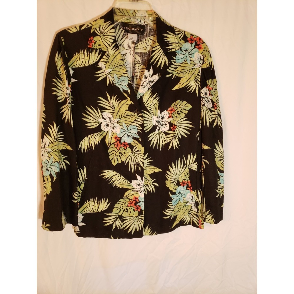 Women's Requirements Black Floral Blazer Size 8
